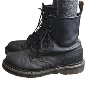 Dr. Martens 1460 Pascal Virginia Black Leather Combat Boots for Women, Size US 8